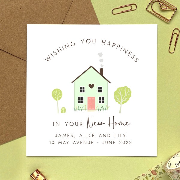 Personalised Happy New Home Card | Just Moved, For Couple, Friends, Son, Daughter, Grandson, Granddaughter | REF: NH003