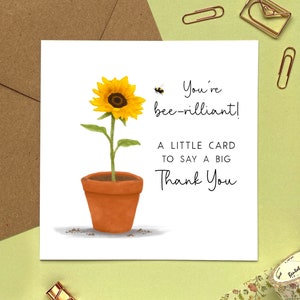 de remerciements personnalisée tournesol | Pour un ami, un voisin, une infirmière, un médecin, des vétérinaires, des remerciements, une reconnaissance, un anniversaire, un mariage, juste pour dire