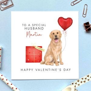 Saint-Valentin personnalisée pour chien Golden Retriever | Pour lui, elle, mari, femme, partenaire, fiancé, fiancée, petit ami, petite amie