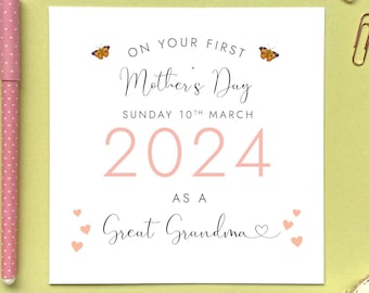 Personalised First Mother's Day Card | For Great Grandmother, Granny, Gran, Nanny, Nana, Nan, Grandma | 1st Mothers Day Card