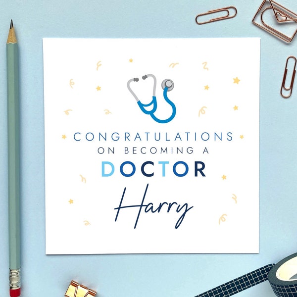 Personalised Congratulations Card for Doctor, Nurse, Midwife | Graduation, Qualified, PHD, University, Medical Exams, Son, Daughter, Him Her