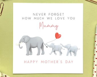 Personalised Elephant Two Children Mother's Day Card | For a special Mum, Mom, Mam | Mummy, Mommy, Mama From Babies, Twins, Sons, Daughters