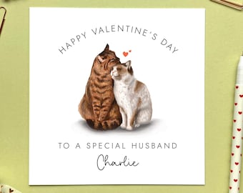 Personalised Cat Valentine's Day Card | For Husband, Wife, Partner, Fiancé, Fiancée, Boyfriend, Girlfriend | Romantic, Cute, Him, Her