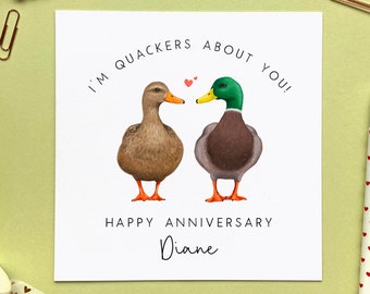 Personalised Duck Anniversary Card | For Him, Her, Funny, Cute, Boyfriend, Girlfriend, Fiance, Fiancee, Husband, Wife, Partner | 1st 2nd 3rd