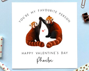 Personalised Red Panda Valentine's Day Card | Favourite Person, For Him, Her, Husband, Wife, Partner, Fiancé, Fiancée, Boyfriend, Girlfriend