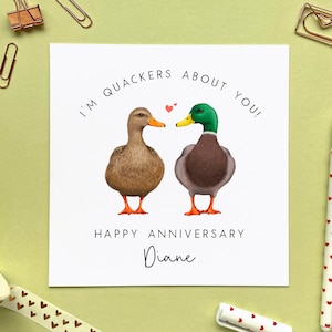 Personalised Duck Anniversary Card | For Him, Her, Funny, Cute, Boyfriend, Girlfriend, Fiance, Fiancee, Husband, Wife, Partner | 1st 2nd 3rd