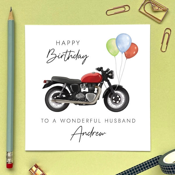 Motorcycle Birthday Card For Son In Law - Birthday Motorbike Gifts For Him - Harley Davidson Bike Stylish Birthday Card For Men - 'Classic' Birthday - Foto 6