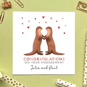 Personalised Otters Engagement Card | Congratulations, Just Engaged | Special Couple, Friends, Son, Daughter, Grandson, Granddaughter