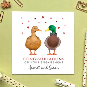 Personalised Duck Engagement Card | Engaged, Congratulations, for Couple, Friends, Daughter, Son, Fiancé, Fiancée, Grandson, Granddaughter