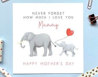 Personalised Elephant Mother's Day Card | For a special Mum, Mom, Mam | Mummy, Mommy, Mama, Grandma, Granny, Nana | From Baby, Son, Daughter