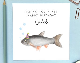 Personalised Fish Birthday Card | For Him, Dad, Son, Grandson, Uncle, Grandad, Grandpa, Uncle, Man, Boy | 30th 40th 50th 60th 70th 80th