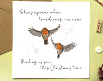 Personalised Robin Sympathy Christmas Card | Thinking of You, Bereaved, Grieving, Loss of Mum, Dad, Husband, Wife