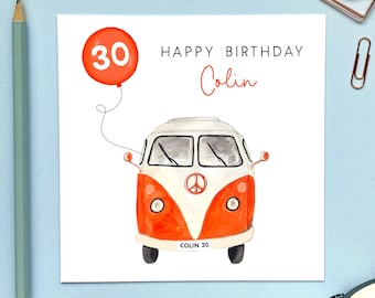 Dad Brother Uncle Husband Personalised Vintage Car Mini Themed Birthday Card 
