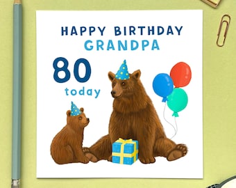 Personalised Bear Any Age Birthday Card for Grandpa | Grandad, Grandfather | From Grandson, Granddaughter, Baby, Child, Dad, Daddy, Dada