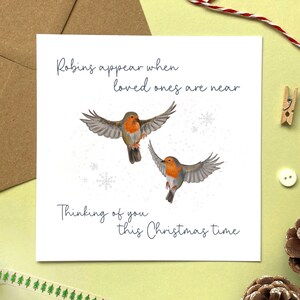 Personalised Robin Sympathy Christmas Card Thinking of You, Bereaved, Grieving, Loss of Mum, Dad, Husband, Wife image 1