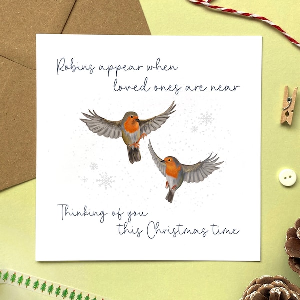 Personalised Robin Sympathy Christmas Card | Thinking of You, Bereaved, Grieving, Loss of Mum, Dad, Husband, Wife