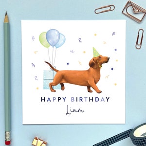 Carte d'anniversaire personnalisée pour chien de tout âge | Pour lui, Garçon, Adolescent, Fils, Petit-fils, Neveu, Papa, Oncle, Homme, Mari, Teckel