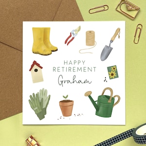 carte de retraite personnalisée de jardinage | Pour papa, grand-père, grand-père, homme, hommes, lui, ami, collègue, travail, patron, mari, partenaire, oncle