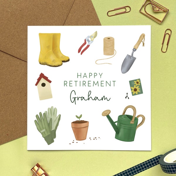 Personalised Gardening Retirement Card | For Dad, Grandad, Grandpa, Mum, Grandma, Gran, Man, Woman, Him, Her | REF: GL007