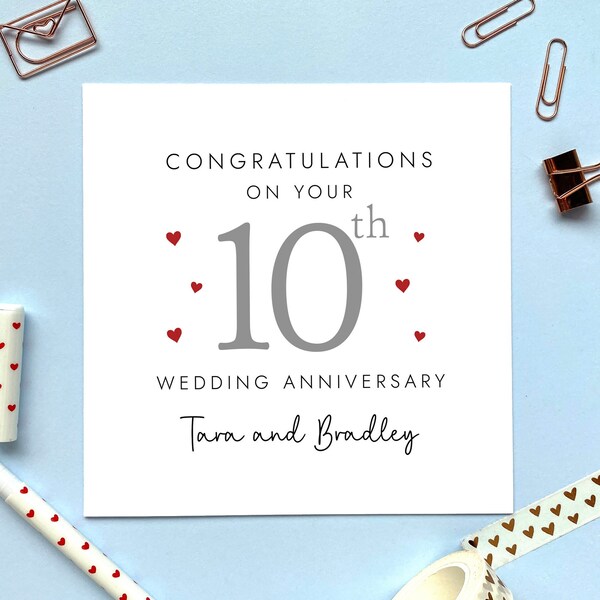 10th Wedding Anniversary Card for Sister and Brother in Law Etsy