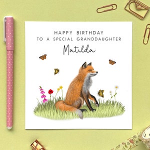 Personalisierte Fuchs Geburtstagskarte | Für Sie, Mama, Oma, Tante, Oma, Ehefrau, Tochter, Urenkelin, Freundin, Mädchen, Schwester, weiblich
