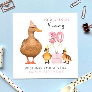 Personalised Duck Two Children 30th Birthday Card for Mummy | Mum, Mom, Mam, Mama, Mommy | 30th 40th 50th 60th 70th Any Age | Twins 2 Babies