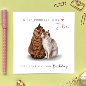 Personalised Cats Birthday Card | For Girlfriend, Boyfriend, Husband, Wife, Friend, Fiance, Fiancee, Partner | REF: B002