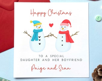 Personalised Couple Christmas Card | For Daughter and Boyfriend, Son in Law, Husband, Wife, Fiance, Fiancee, Girlfriend, Partner | REF: X017