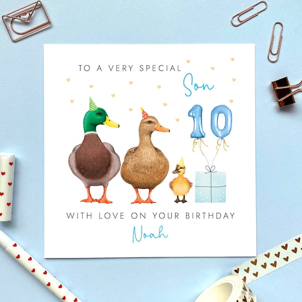 Personalised Ducks Birthday Card for Boy | For Him, Boy, Son, Grandson, Nephew, Kids, Brother | 1st 2nd 3rd 4th 5th 6th 7th 8th 9th 10th