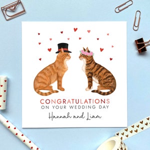 Personalisierte Wählen Sie die Katzen Mr & Mrs Hochzeitskarte | Gerade verheiratet, Glückwünsche, für Paar, Freunde, Tochter, Schwiegersohn, Familie