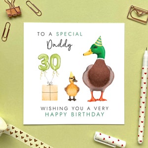Personalisierte Enten 30. Geburtstag Karte für Papa | Papa, Opa, von Sohn, Tochter, Baby, Kleinkind | Jedes Alter 40er 50er 60er | Opa, Opa