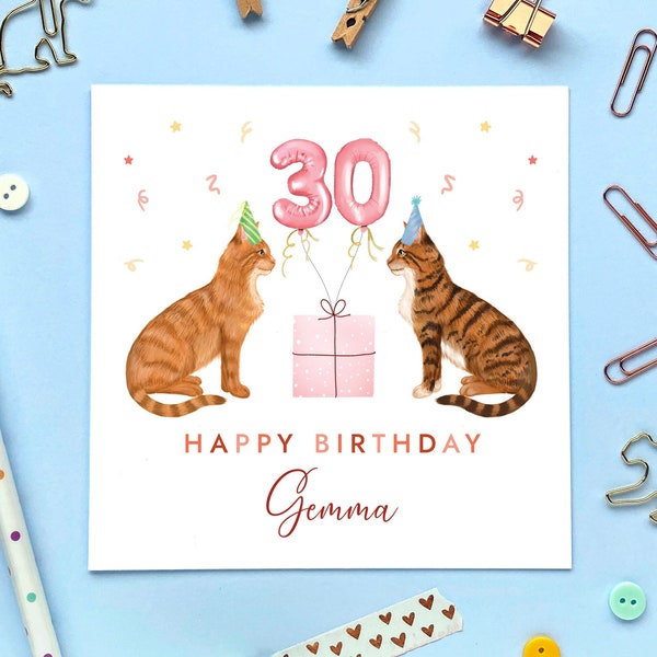 Personalisierbare Geburtstagskarte „Wählen Sie die Katzen“ für jedes Alter | Für Sie, Mädchen, Tochter, Enkelin, Nichte, Freundin | 18. 21. 30. 40. 50