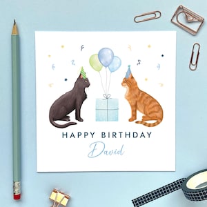 Carte d'anniversaire personnalisée Choisissez les chats de tout âge | Pour lui, Garçon, Homme, Fils, Petit-fils, Mari, Petit ami | 18 21 30 40 50 60