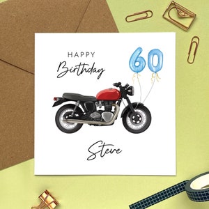 Personalised Any Age Motorbike Birthday Card | For Him, Uncle, Grandad, Dad, Man, Friend, Son, Grandson, Nephew | 40th 50th 60th 70th 80th