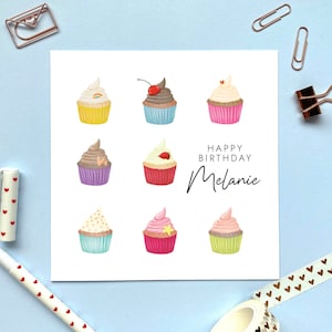 d'anniversaire personnalisée avec petits gâteaux pour elle | Fille, Petite-fille, Nièce, Fille, Sœur, adolescent, Ami, Maman, Tante, Cousine, 13e-16e