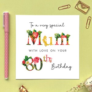 Carte d'anniversaire florale personnalisée pour tous les âges pour maman | À une maman très spéciale, Maman, 50e, 60e, 70e, 80e, 90e, 100e | Grand-mère, grand-mère, grand-mère