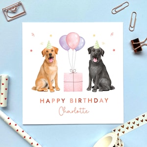 Custom Dogs Birthday Card for Her, Girl, Female Friend, Wife, Girlfriend, Daughter, Niece, Labrador, Golden, Brown, Black, Cockapoo, Shiba