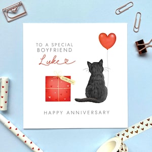 パーソナライズされた「猫を選ぶ」記念日カード | 夫、妻、パートナー、婚約者、ボーイフレンド、ガールフレンド向け | かわいい、彼女、彼、ロマンチック