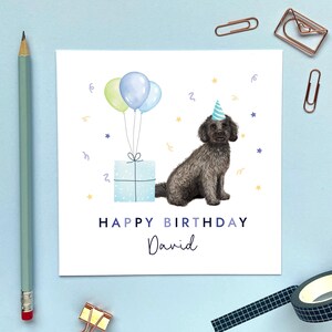 Carte d'anniversaire personnalisée pour chien cockapoo noir de tous les âges | Pour lui, père, fils, petit-fils, neveu, mari, beau-frère, petit ami, ami