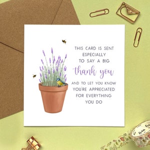 Personalisierte Lavendel Danke Karte | Für Freund, Nachbar, Krankenschwester, Arzt, Tierärzte, Danke, Wertschätzung, Geburtstag, Hochzeit, einfach nur so