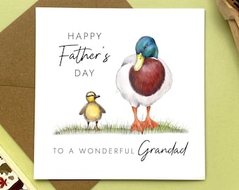 Personalised Duck Father's Day Card | For a special Grandad, Grandpa, Great Grandfather | From Baby, Grandson, Granddaughter | Daddy, Dad