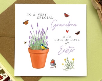 Personalised Lavender Easter Card | For Her, Lady, Friend, Mum, Mom, Mam, Grandma, Granny, Gran, Nana, Nan, Great Nanny, Nanna, Grandmother