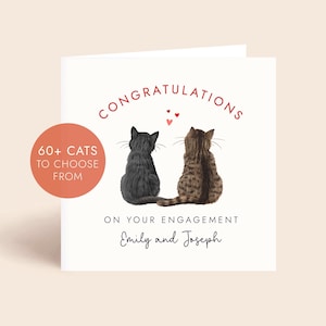 Personalisierte Katzen Verlobungs Karte - Wählen Sie 2 aus 60+ Katzen Designs | Niedliche kundenspezifische Karte für Katzenliebhaber & verliebte Paare, Freunde und Familie