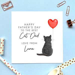 Carte de fête des pères chat personnalisée du chat, pour papa chat, papa, mari, petit ami, noir, blanc, smoking, tacheté, gris, tigré, marron, chaton