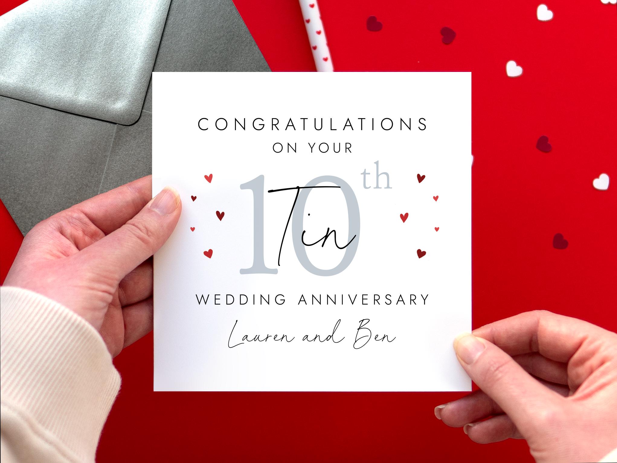 Personalised 10th Wedding Anniversary Card | Tin Wedding