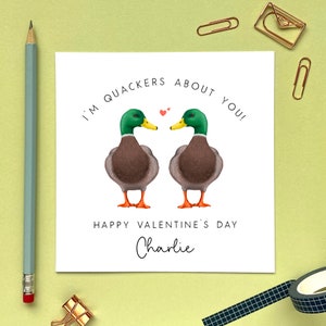 Personalised Duck Valentine's Day Card For Him, Her, Husband, Wife, Partner, Fiancé, Fiancée, Boyfriend, Girlfriend Gay, Unisex Male & Male