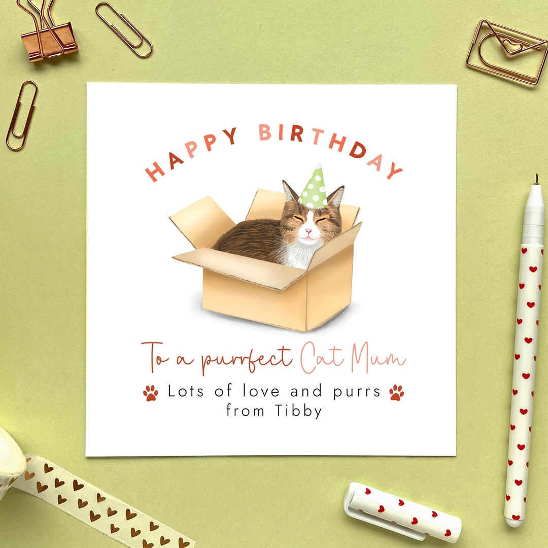 Personalised Tabby Cat Birthday Card From the Cat for Cat - Etsy