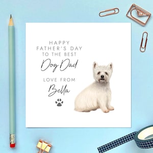 Carte de fête des pères Westie, pour chien papa, papa, parent, lui, mari, partenaire, petit ami, nom personnalisé, Scottie, West Highland Terrier