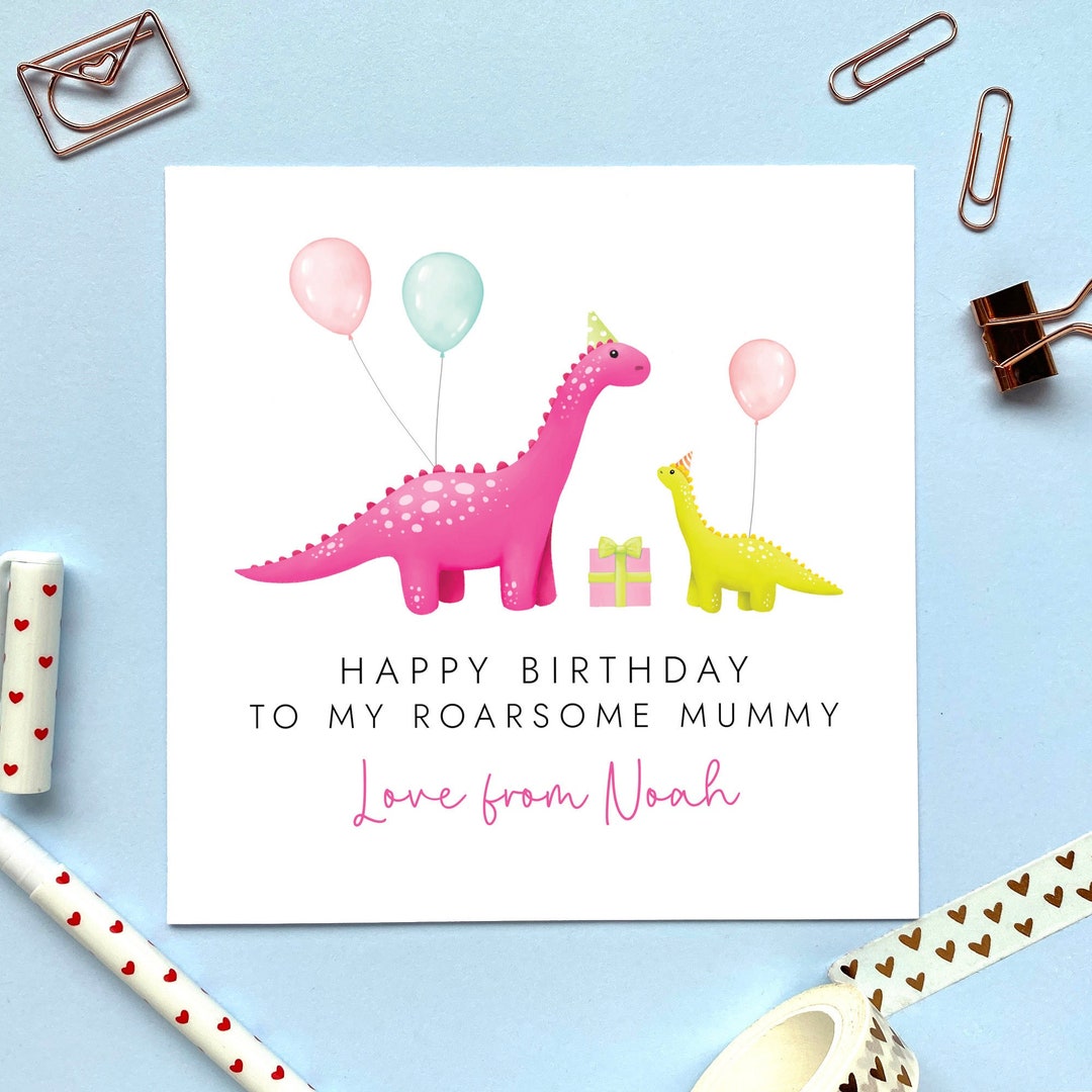 Personalised Dinosaur Birthday Card for Mummy Mum, Mommy, Mama, Mom ...