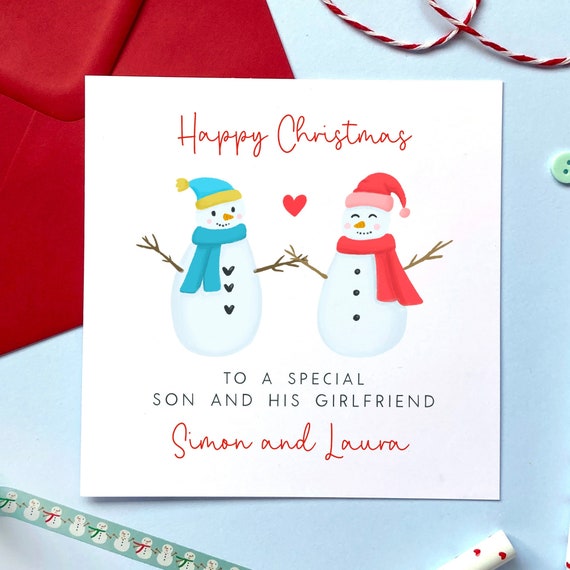 Personalised Couple Christmas Card for Son and Girlfriend Etsy UK